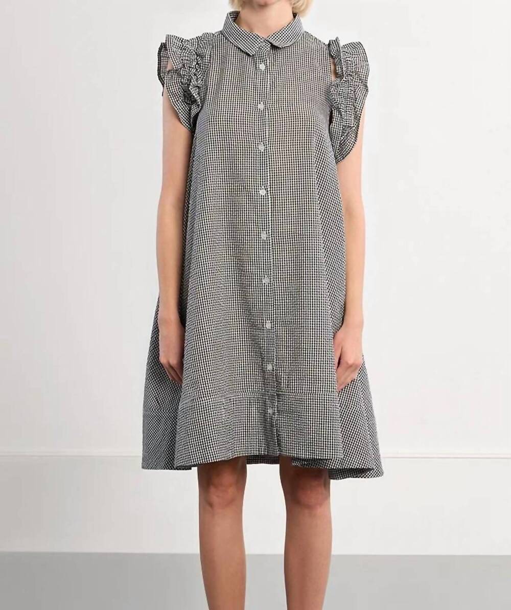 NEW LILI SIDONIO gingham shirt dress in blue